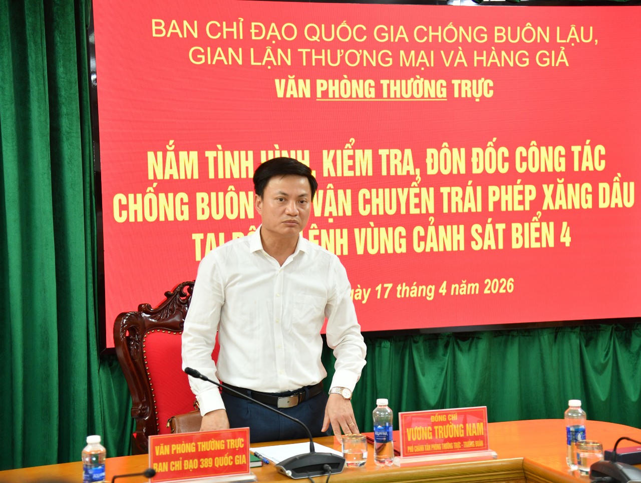 Ông Vương Trường Nam, Phó Chánh Văn phòng Thường trực, Ban Chỉ đạo 389 Quốc gia phát biểu kết luận Hội nghị.