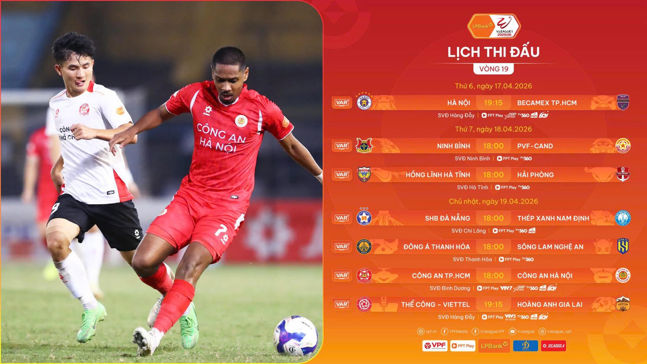 Vòng 19 V.League: Derby giữa hai đội Công an 