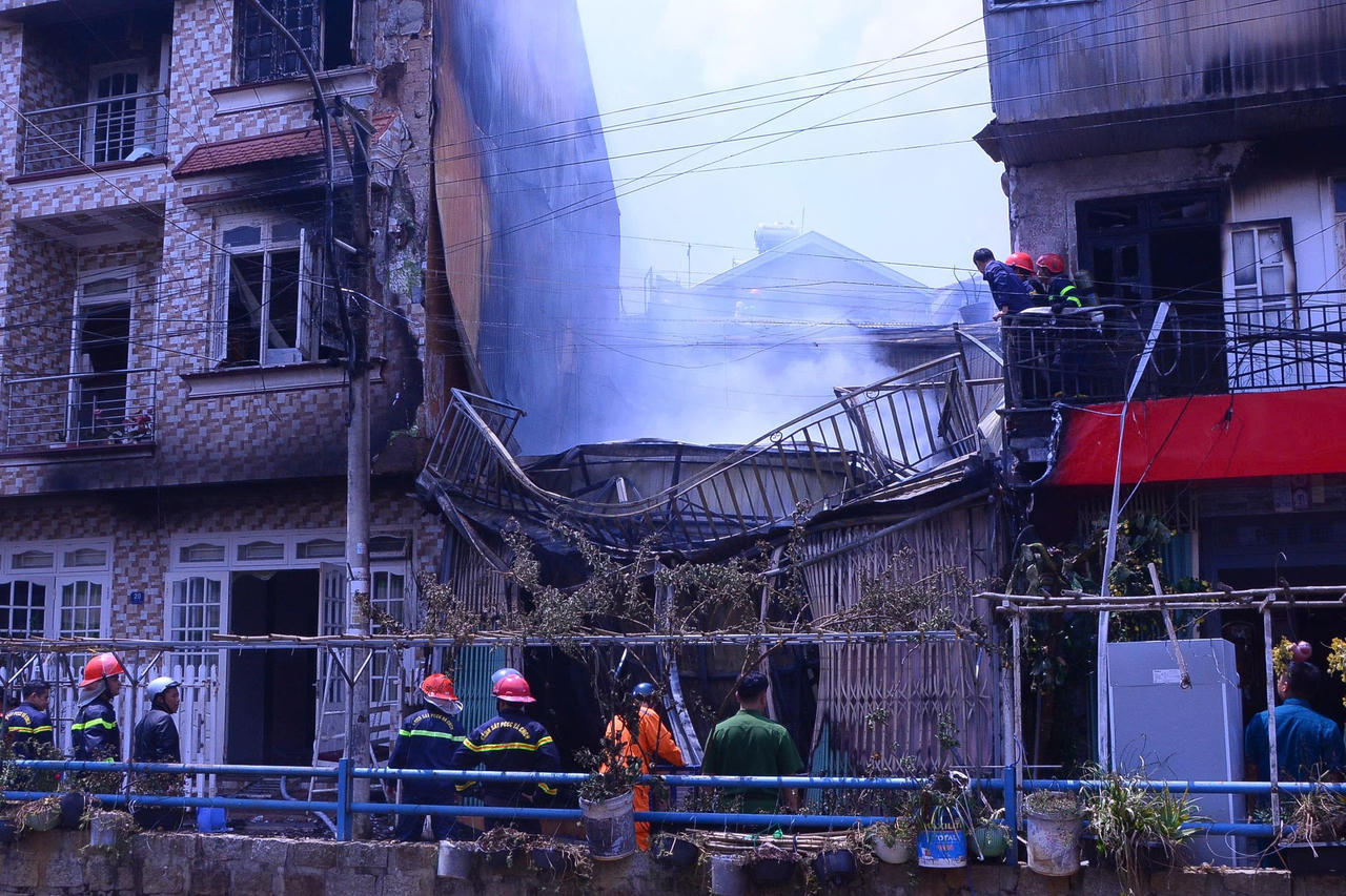 Vụ hoả hoạn xảy ra ở khu vực dân cư nằm ở trung tâm Đà Lạt.