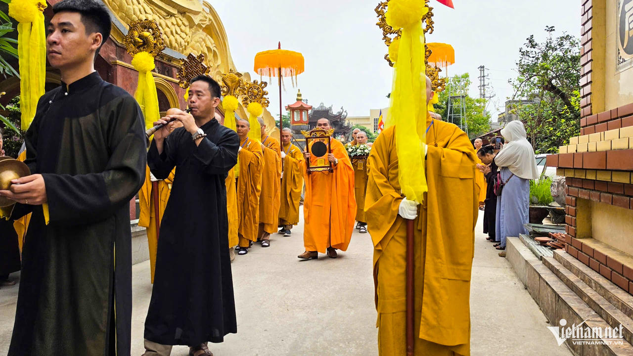 Lễ tang Trưởng lão Hòa thượng được tổ chức theo nghi thức cấp cao của Giáo hội Phật giáo Việt Nam. (Ảnh: Vietnamnet).