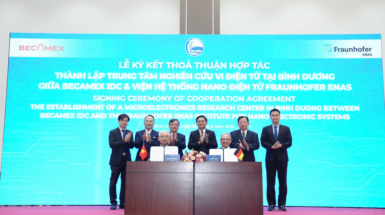 Tập đoàn Becamex và Viện Hệ thống Nano điện tử Fraunhofer ENAS (CHLB Đức) đã ký kết thỏa thuận hợp tác quan trọng nhằm thành lập Trung tâm Nghiên cứu Vi điện tử.