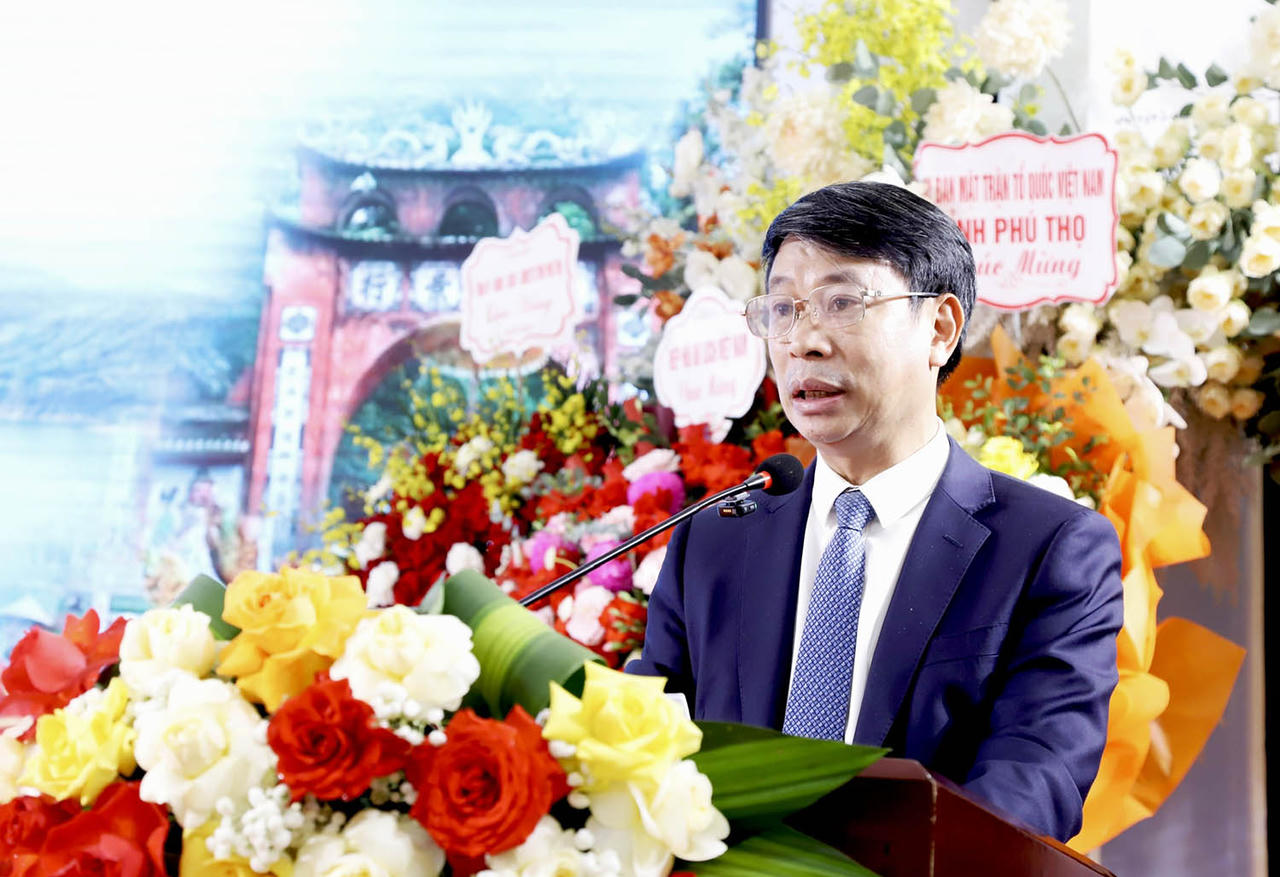 Phó Chủ tịch UBND tỉnh Phú Thọ Nguyễn Khắc Hiếu phát biểu tại Đại hội. Ảnh: Xuân Hồng