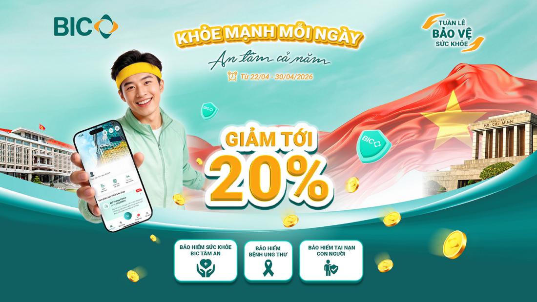 BIC ưu đãi tới 20% phí bảo hiểm trong 'Tuần lễ bảo vệ sức khỏe'