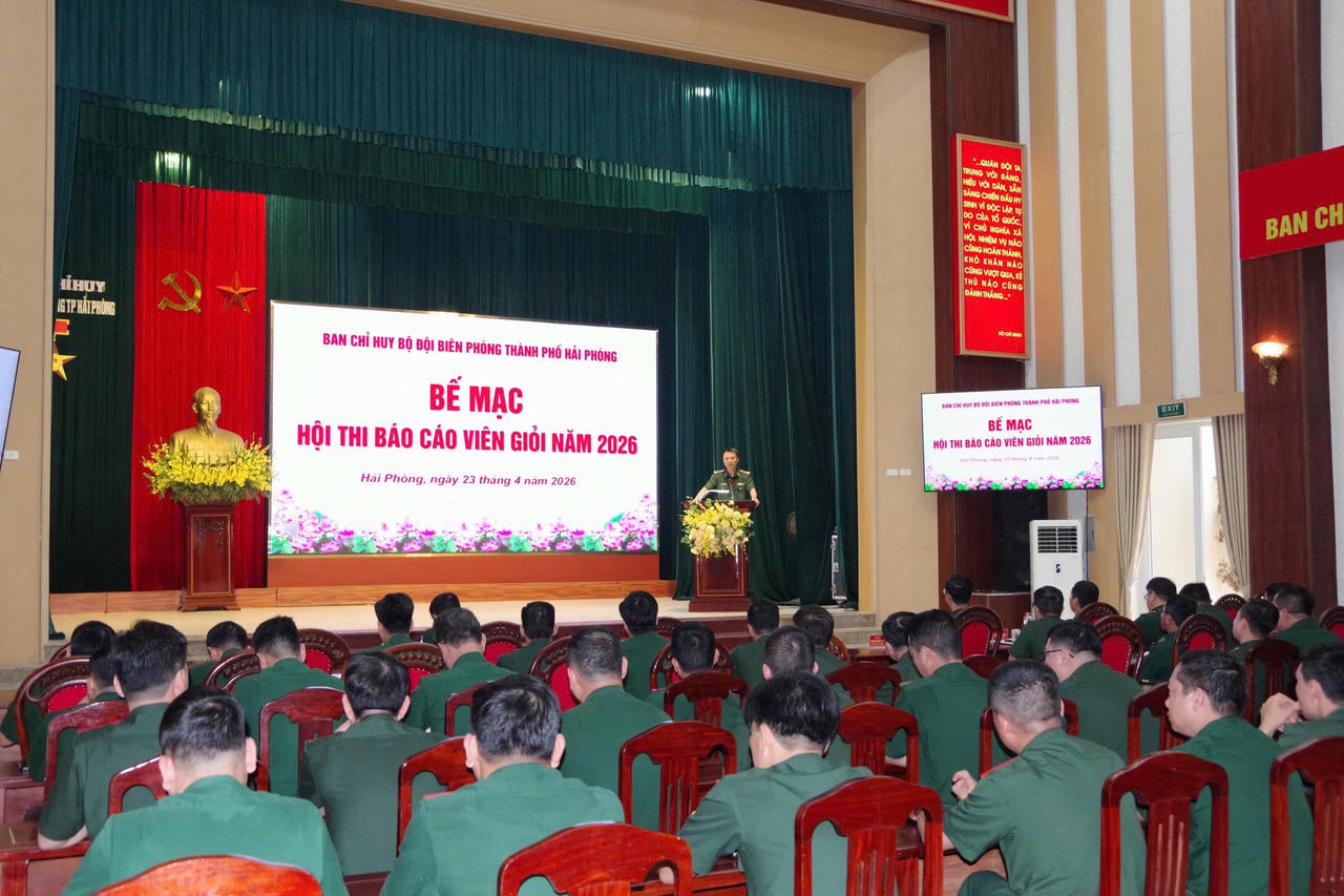 19 thí sinh tranh tài tại Hội thi Báo cáo viên giỏi Bộ đội Biên phòng Hải Phòng
