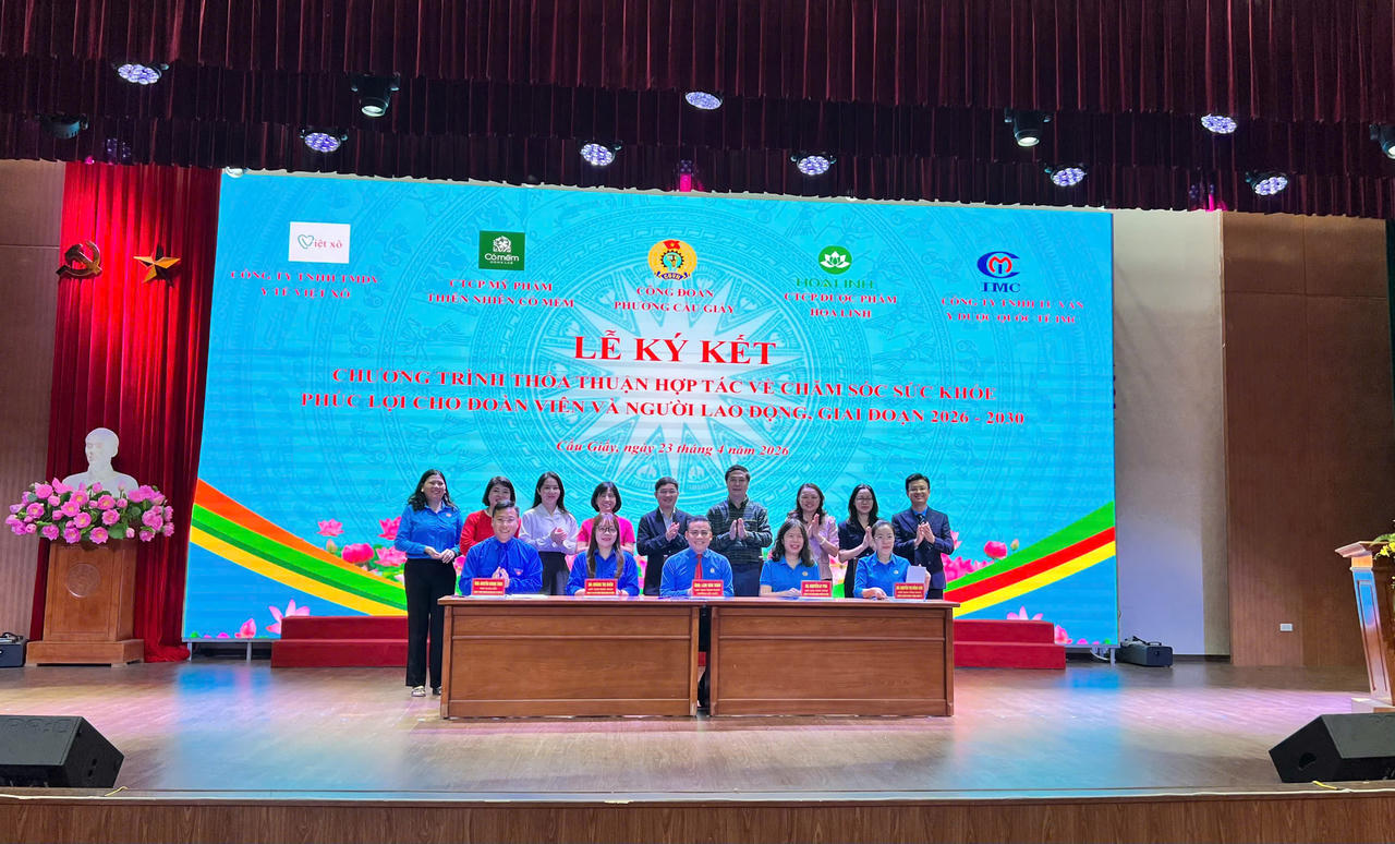 Lễ ký kết thỏa thuận hợp tác về chăm sóc sức khỏe, phúc lợi cho đoàn viên, người lao động giai đoạn 2026–2030.