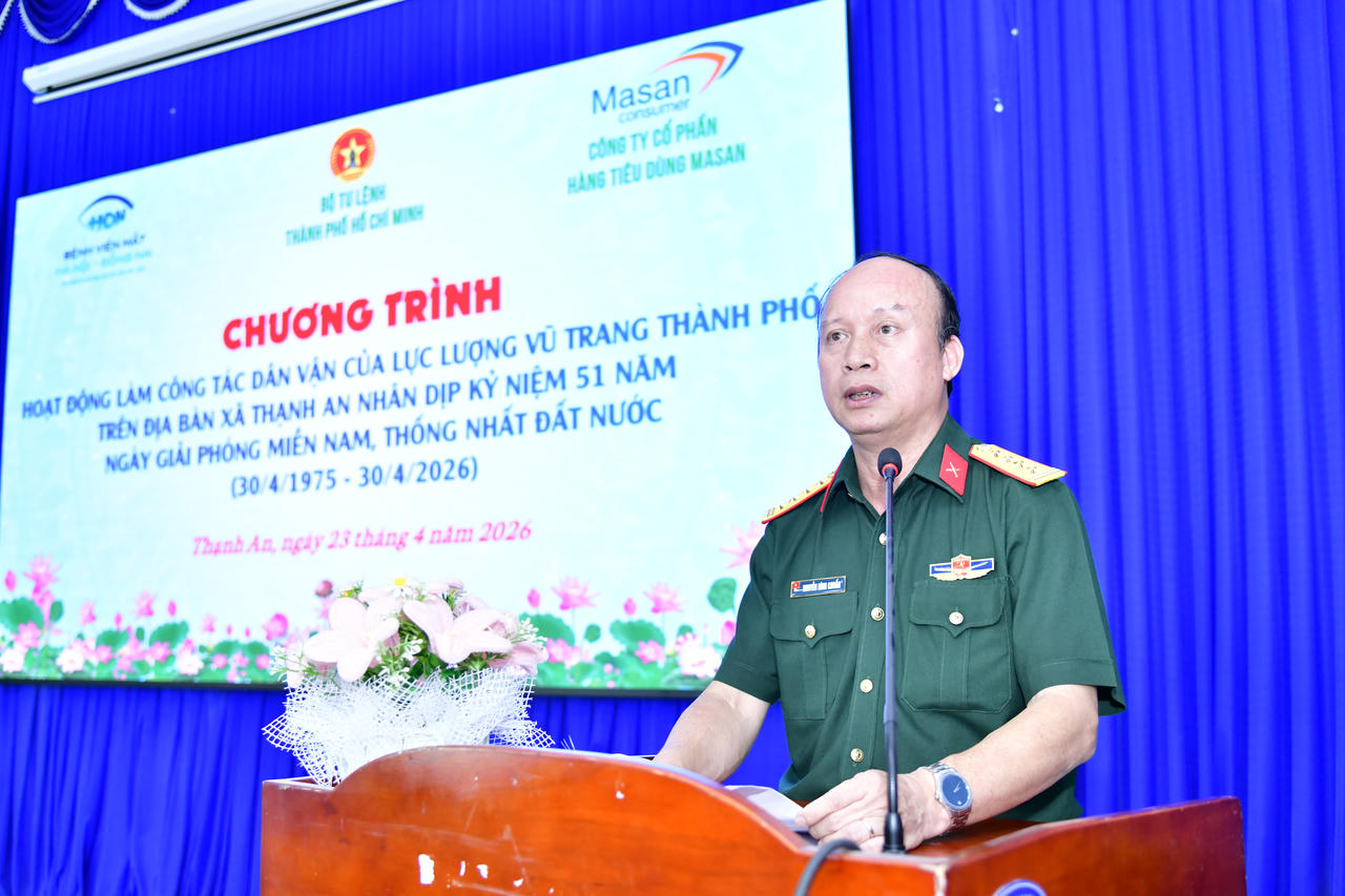 Đại tá Nguyễn Đình Chuẩn, Phó Chính ủy Bộ Tư lệnh TPHCM phát biểu