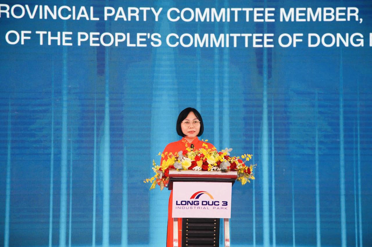 Phó Chủ tịch UBND tỉnh Đồng Nai Nguyễn Thị Hoàng phát biểu tại buổi lễ.