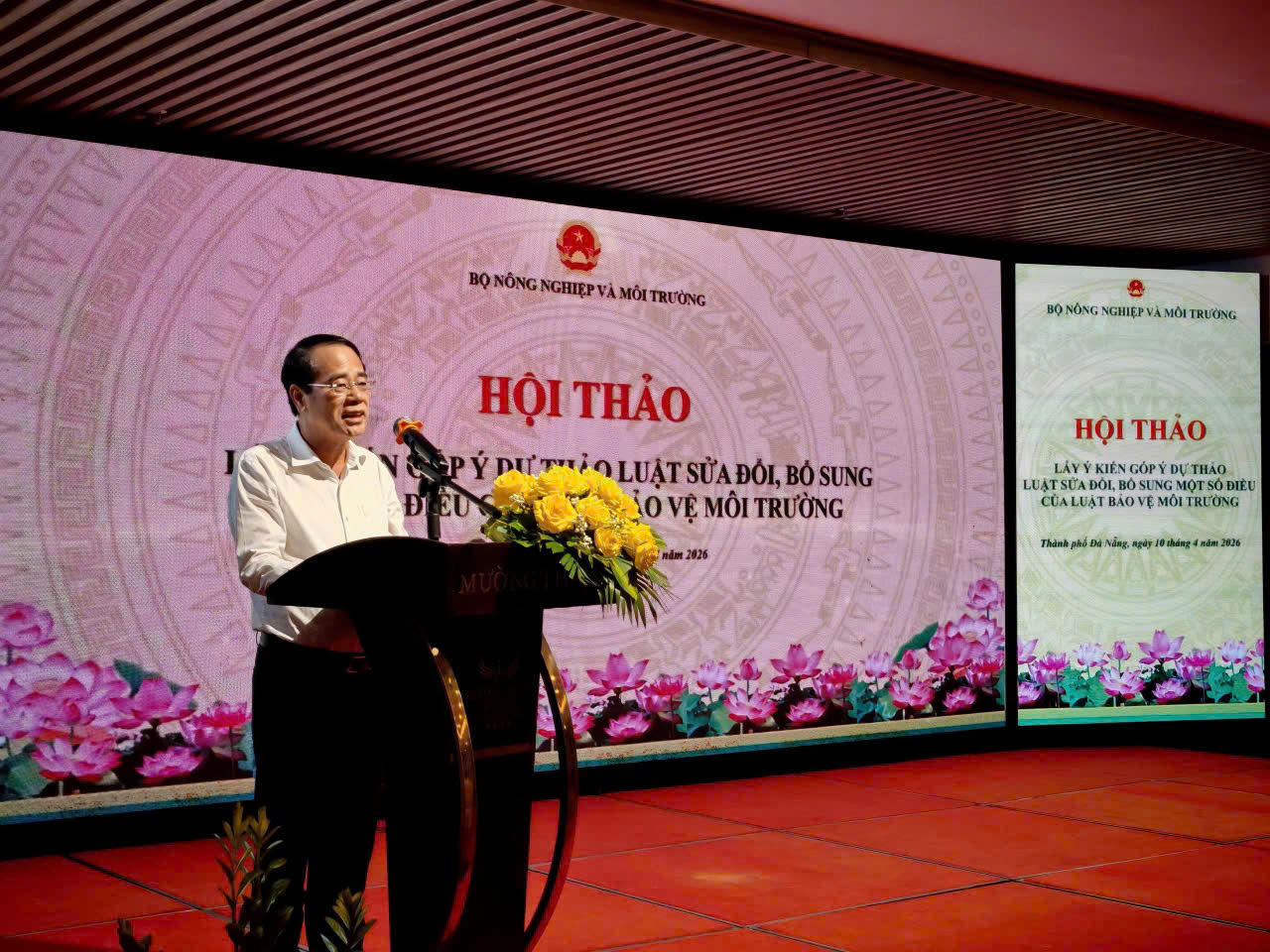 ông Tăng Thế Cường - Cục trưởng Cục Môi trường (Bộ Nông nghiệp và Môi trường) phát biểu tại Hội thảo sửa đổi, bổ sung một số điều của Luật Bảo vệ môi trường.