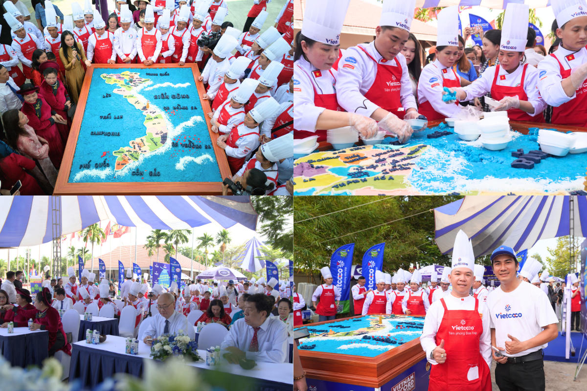 Vietcoco v&agrave; li&ecirc;n chi hội đầu bếp ĐBSCL c&ugrave;ng x&aacute;c lập kỷ lục 'Bản đồ x&ocirc;i nước cốt dừa lớn nhất Việt Nam'