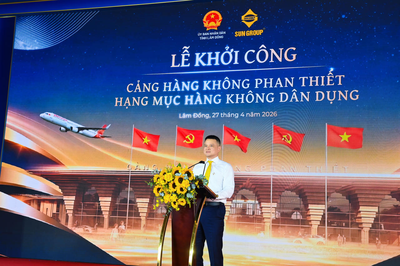 Ông Đặng Minh Trường, Chủ tịch HĐQT Tập đoàn Sun Group cam kết&nbsp;tập trung tối đa nguồn lực để hoàn thành và đưa dự án sân bay dân dụng Phan Thiết vào khai thác trong năm 2027.