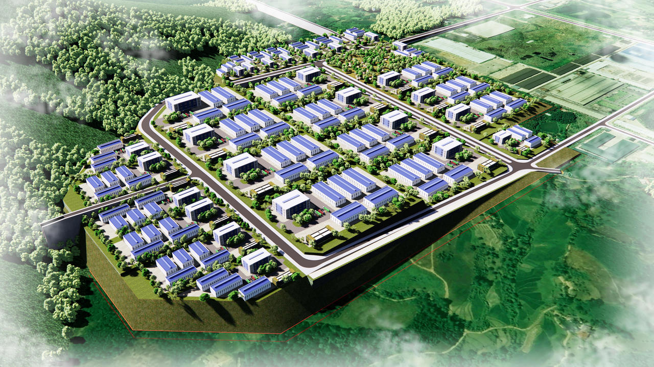 Phối cảnh Dự án đầu tư xây dựng và kinh doanh kết cấu hạ tầng Khu công nghiệp Thanh Bình - giai đoạn II.