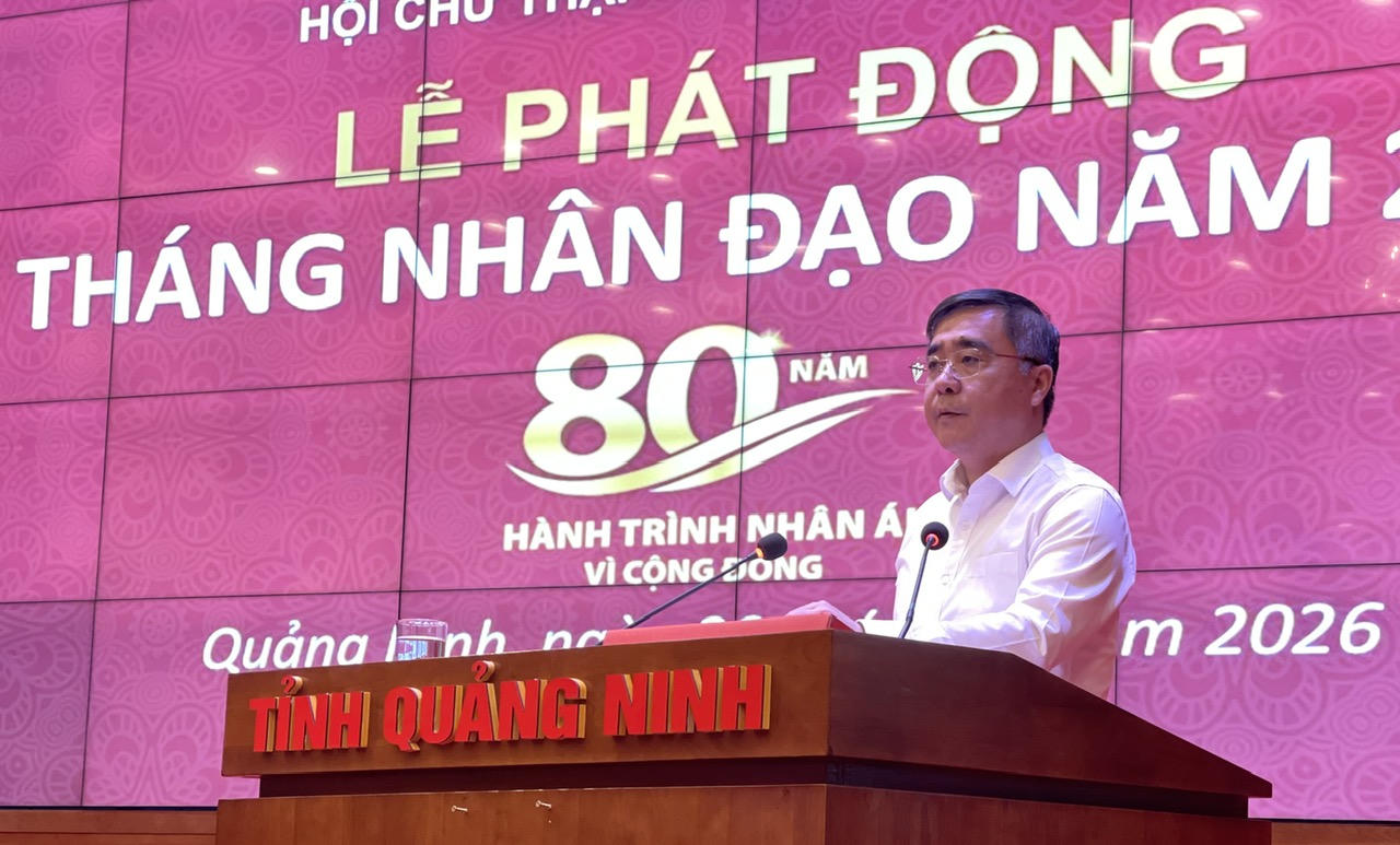 Ông Nguyễn Chí Thành - Phó Chủ tịch Thường trực Ủy ban MTTQ Việt Nam tỉnh Quảng Ninh phát biểu tại chương trình.