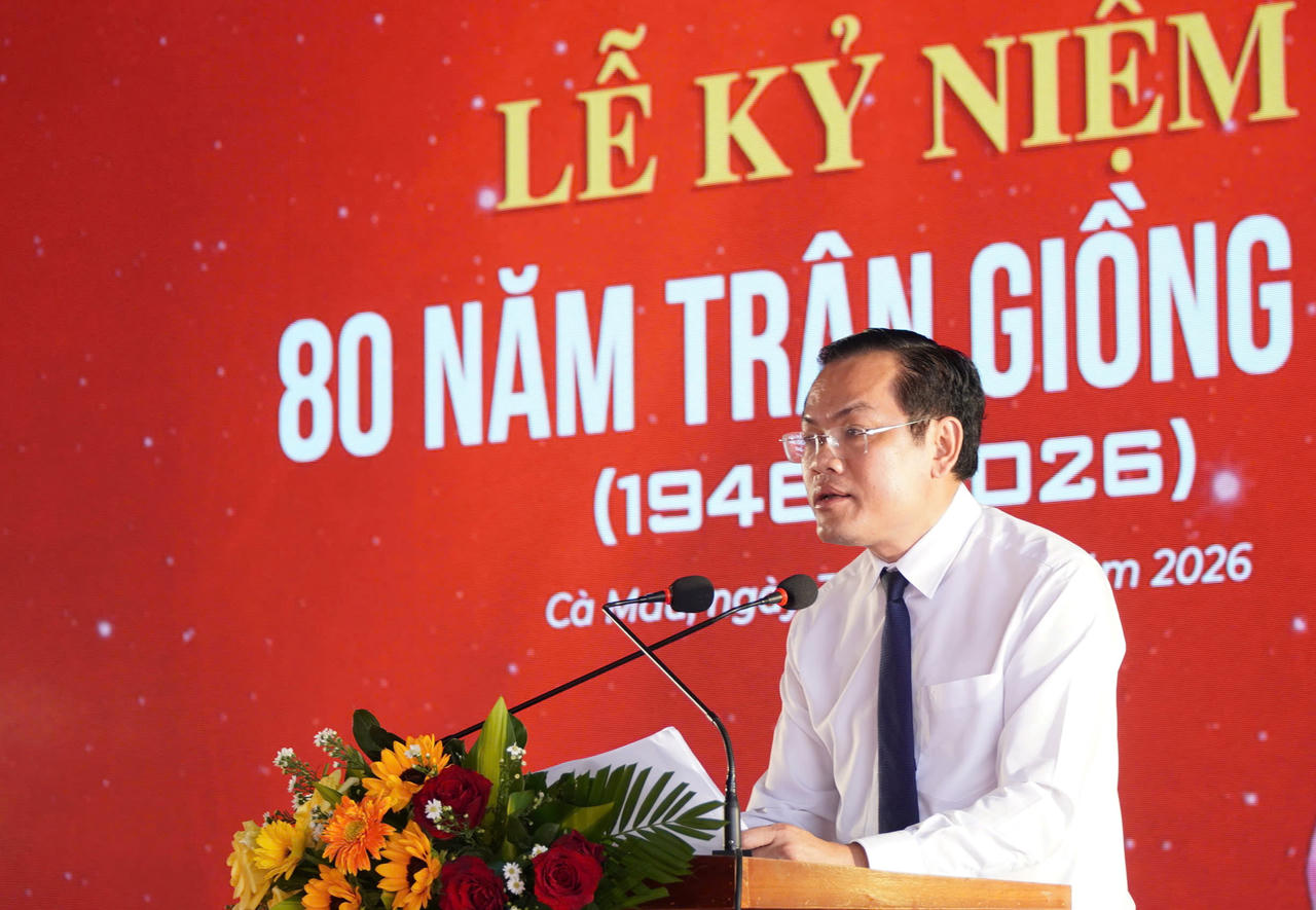 Ông Ngô Vũ Thăng - Phó Chủ tịch UBND tỉnh Cà Mau phát biểu tại lễ kỷ niệm.