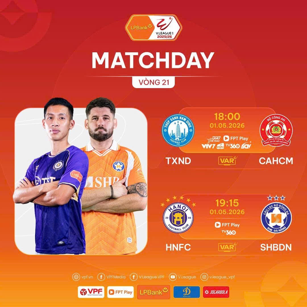 Vòng 21 V.League 2025/26: Hà Nội FC có 'cứu' SHB Đà Nẵng?