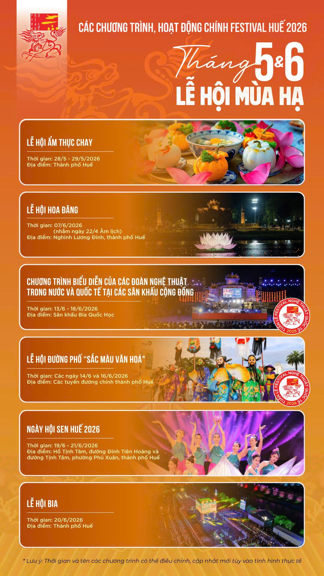 Lễ hội mùa Hạ - Festival Huế 2026 với loạt sự kiện văn hóa, du lịch hấp dẫn xuyên suốt tháng 5 và tháng 6, hứa hẹn mang đến nhiều trải nghiệm mới mẻ cho người dân và du khách.