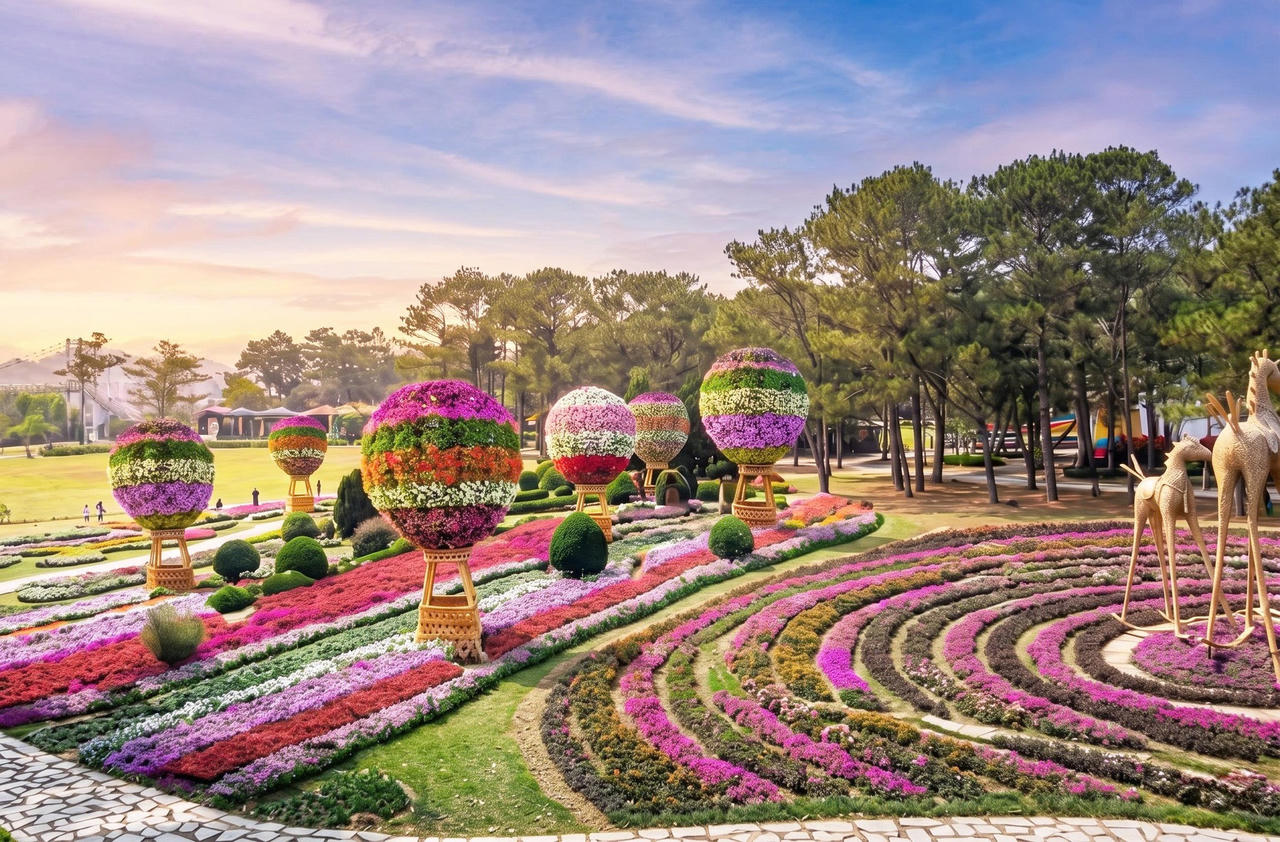 Khinh khí cầu hoa bừng nở giữa TTC World - Thung lũng Tình yêu.