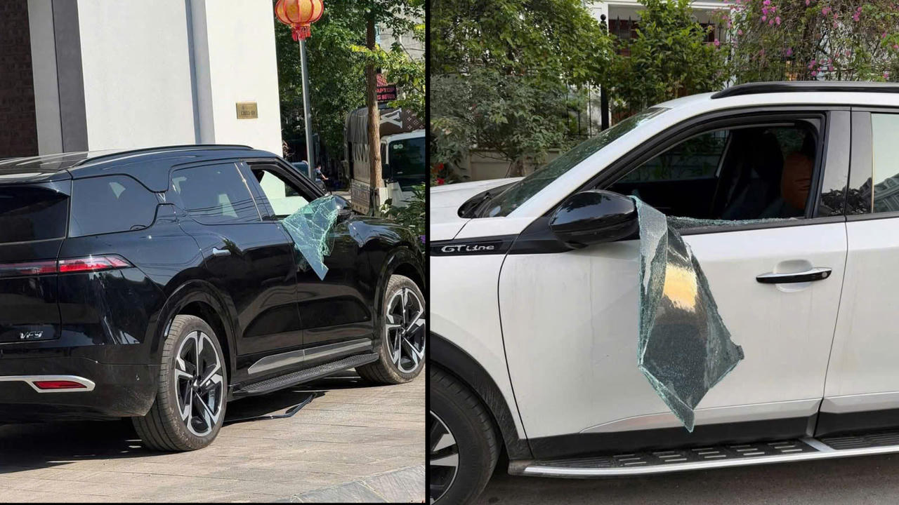 Hai chiếc ô tô bị phá kính, tài sản bên trong bị trộm.
