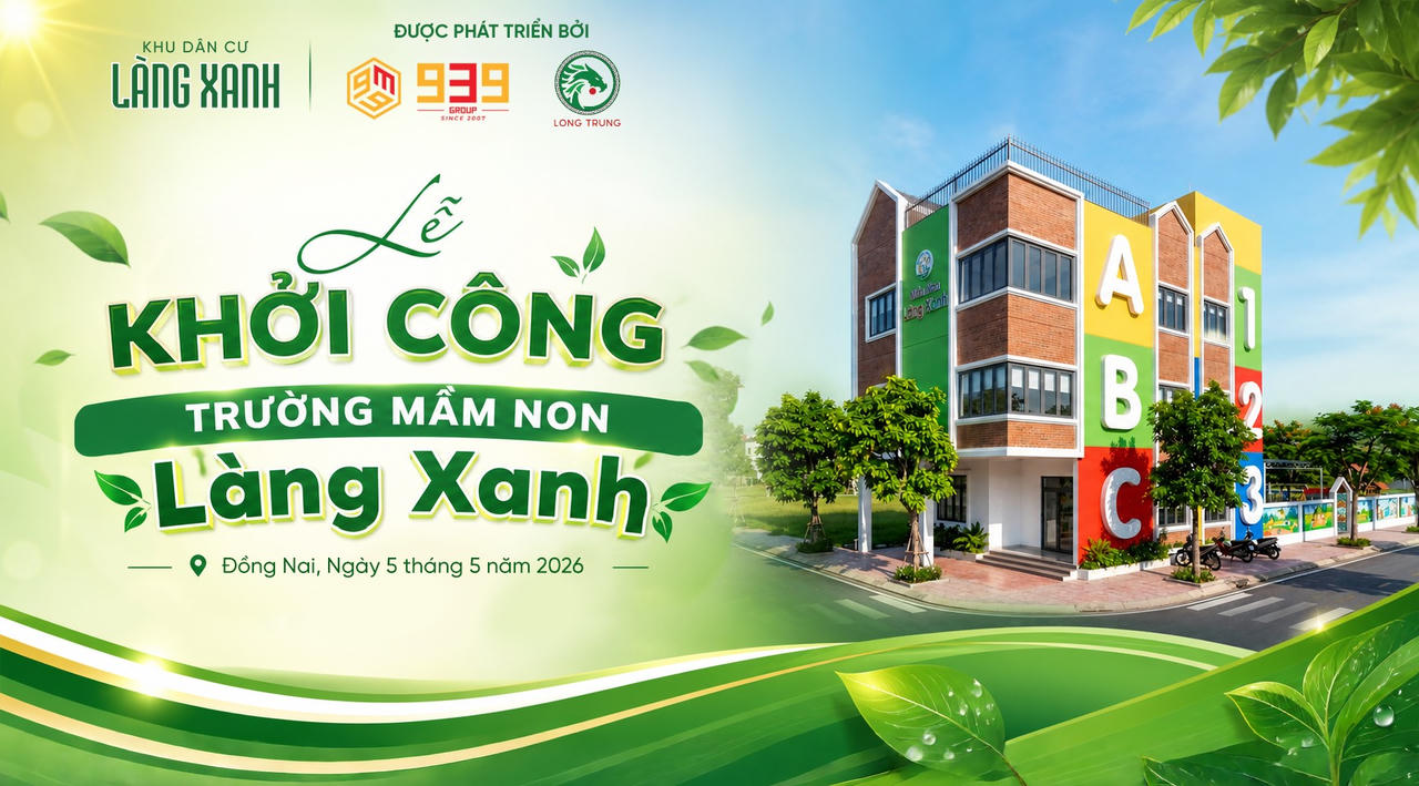 Phối cảnh lễ khởi công Trường mầm non Làng Xanh tại Thành phố Đồng Nai, công trình giáo dục do 939 Group và Long Trung phát triển.
