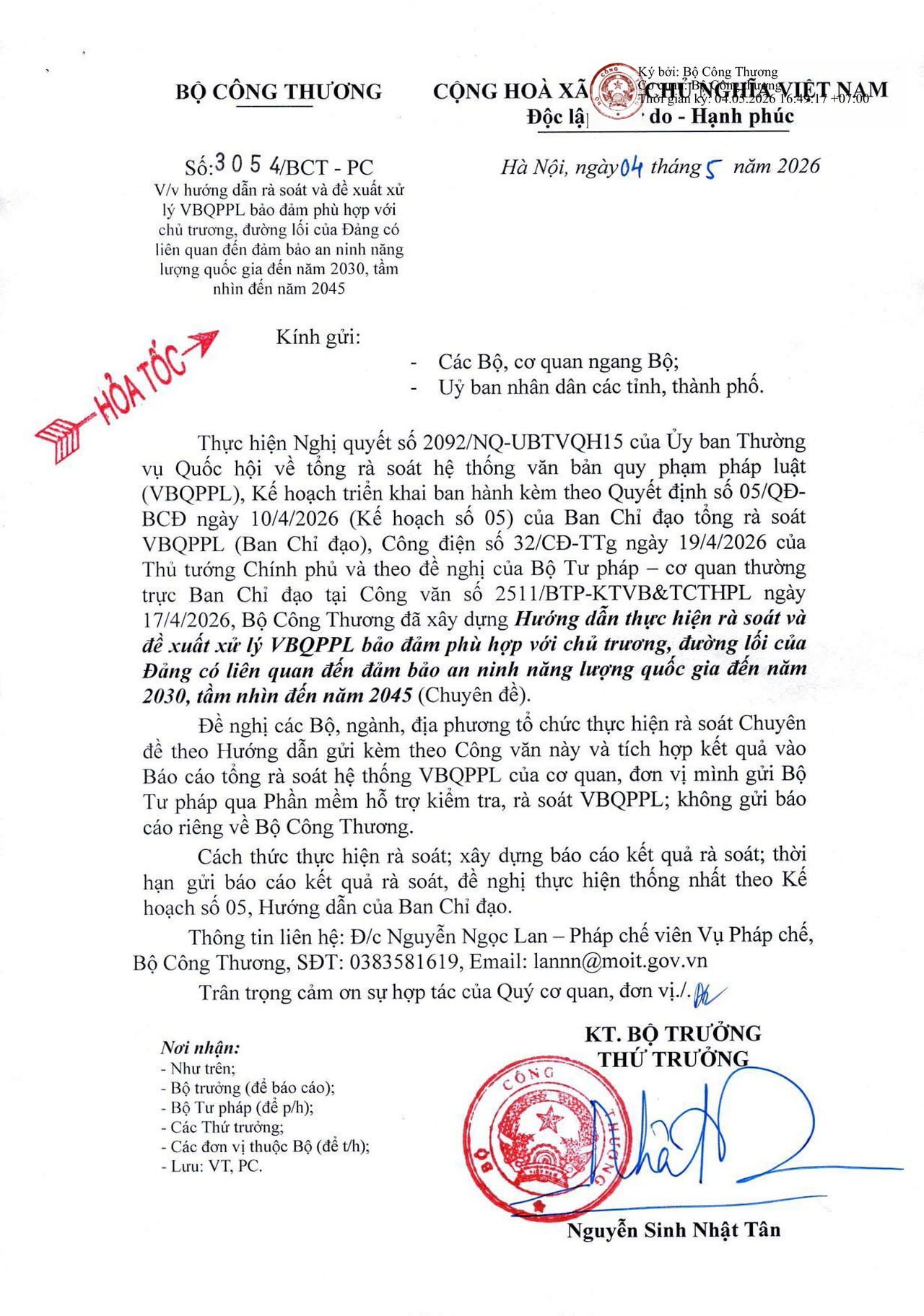 Bộ Công Thương hướng dẫn rà soát và đề xuất xử lý VBQPPL thuộc lĩnh vực an ninh năng lượng
