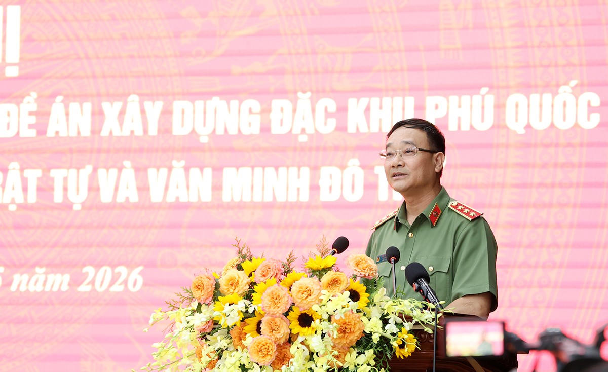 Thượng tướng Phạm Thế Tùng - Thứ trưởng Bộ Công an phát biểu chỉ đạo tại Hội nghị.