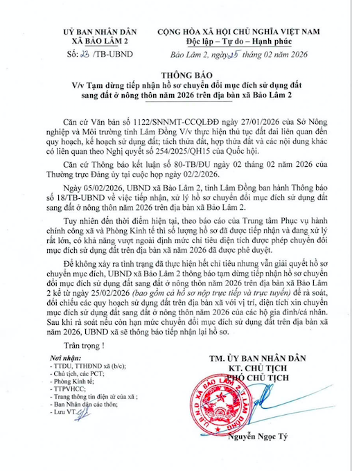Nhu cầu chuyển đổi đất ở cao, một địa phương ở Lâm Đồng phải 2 lần tạm dừng tiếp nhận hồ sơ