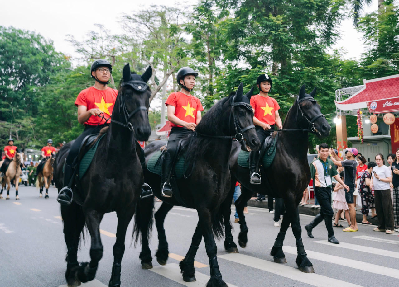 12 chú ngựa đến từ Vinpearl Horse Academy Vũ Yên tạo nên điểm nhấn cho lễ diễu hành.