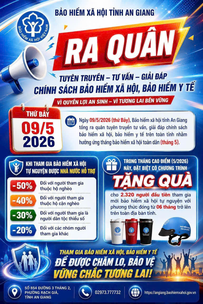 An Giang: Đồng loạt ra quân, đưa BHXH thành điểm tựa an sinh trọn đời
