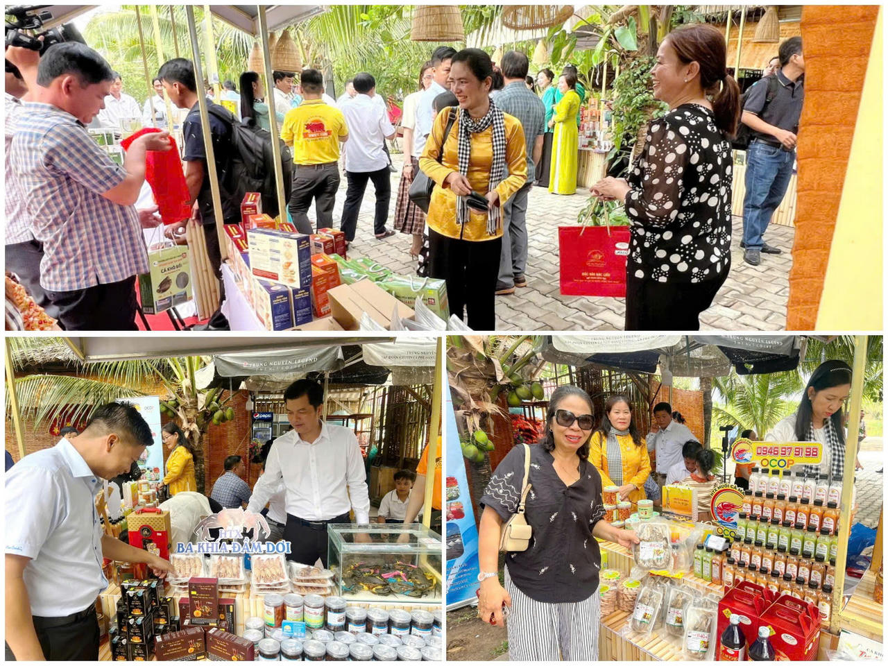 Đại biểu tham quan các gian hàng trưng bày sản phẩm OCOP bên lề tọa đàm.