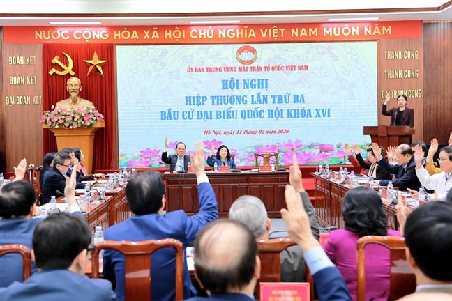 Đoàn Chủ tịch Ủy ban Trung ương Mặt trận Tổ quốc Việt Nam tổ chức Hội nghị hiệp thương lần thứ ba&nbsp;bầu cử Đại biểu Quốc hội Khóa XVI.