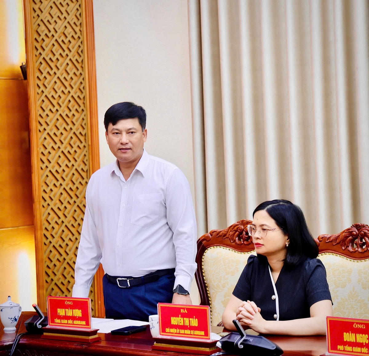 Đồng chí Phạm Toàn Vượng - Tổng Giám đốc Agribank phát biểu tại buổi làm việc.