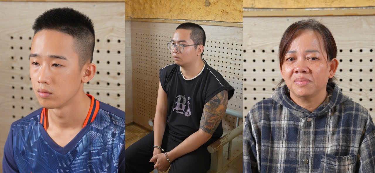 Một số đối tượng trong đường dây lừa đảo, chiếm đoạt tài sản trên không gian mạng bị lực lượng Công an bắt giữ để phục vụ điều tra. (Ảnh Công an Quảng Trị).