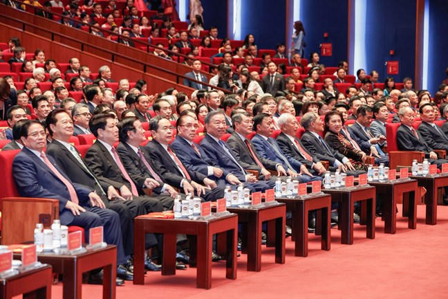 Tổng Bí thư, Chủ tịch nước Tô Lâm và các đại biểu tham dự khai mạc trọng thể Đại hội. Ảnh: PV