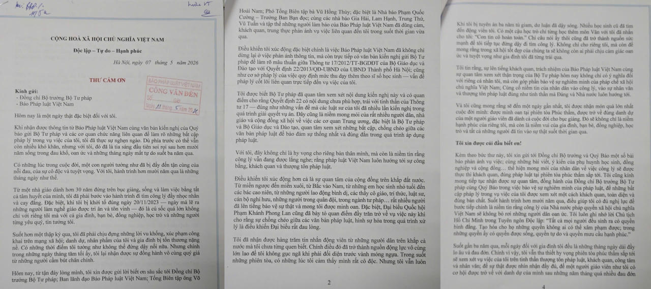 “Tâm thư” đẫm nước mắt và niềm tin sắt son vào công lý