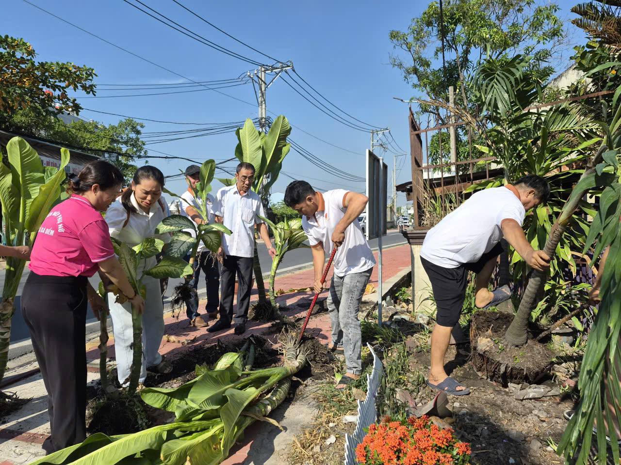Nhiều người dân hưởng ứng phong trào trồng cây, cải tạo cảnh quan đô thị. 