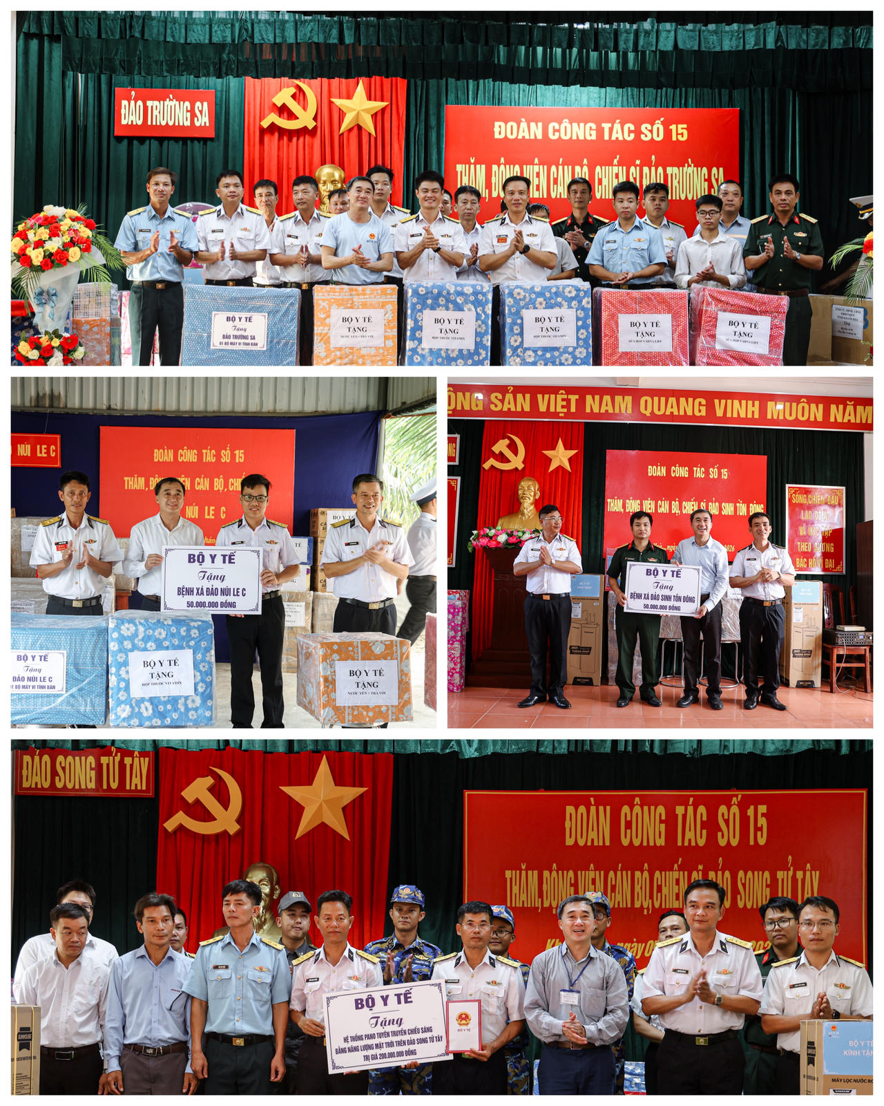Đoàn công tác của Bộ Y tế&nbsp;tặng quà cho cán bộ, chiến sĩ và nhân dân tại quần đảo Trường Sa và Nhà giàn DK1.