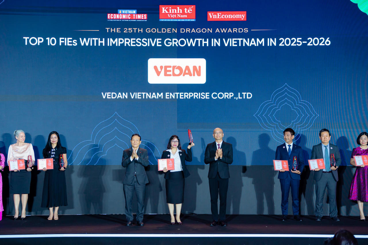 Vedan Việt Nam nhận giải thưởng Rồng Vàng 2026