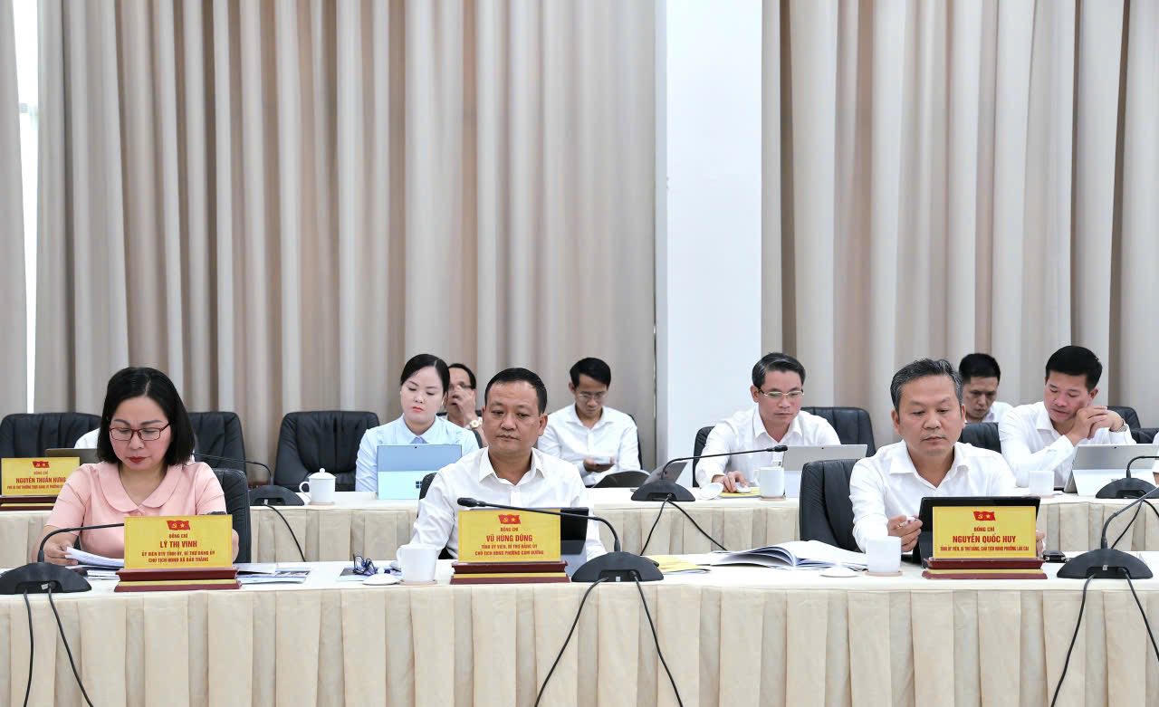 Đại diện các xã, phường tại buổi làm việc
