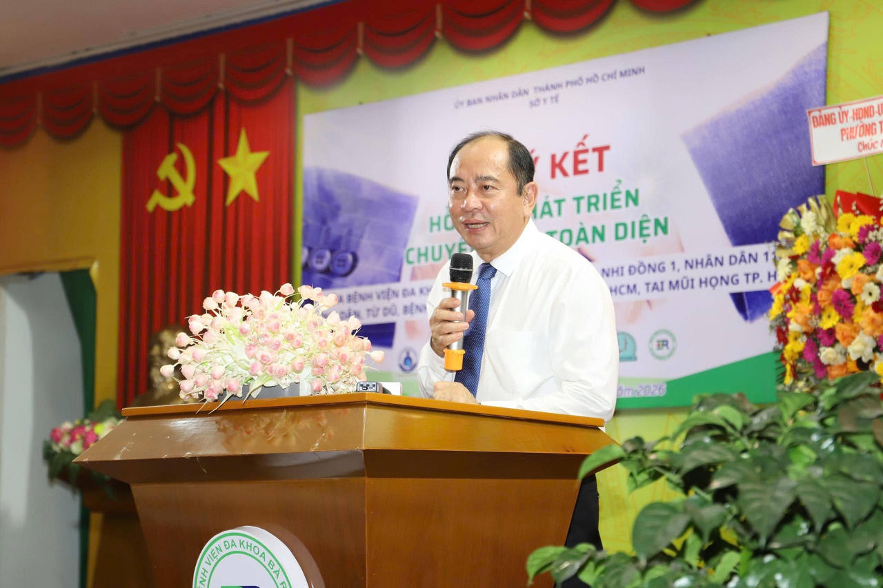 PGS.TS.BS Tăng Chí Thượng - Giám đốc Sở Y tế TP Hồ Chí Minh phát biểu tại lễ ký kết chuyển giao kỹ thuật và hỗ trợ phát triển chuyên môn toàn diện cho Bệnh viện Đa khoa Bà Rịa.