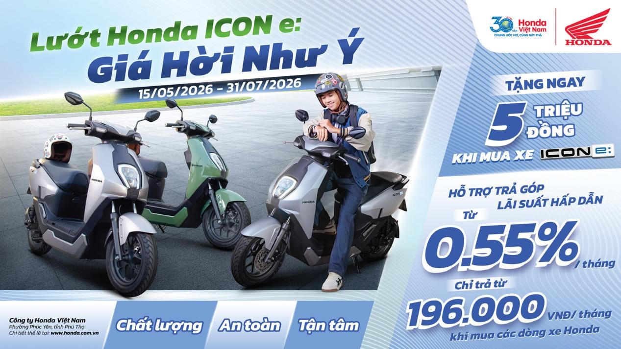 Honda Việt Nam ưu đãi cho khách hàng mua Honda ICON e: và triển khai chương trình trả góp lãi suất hấp dẫn