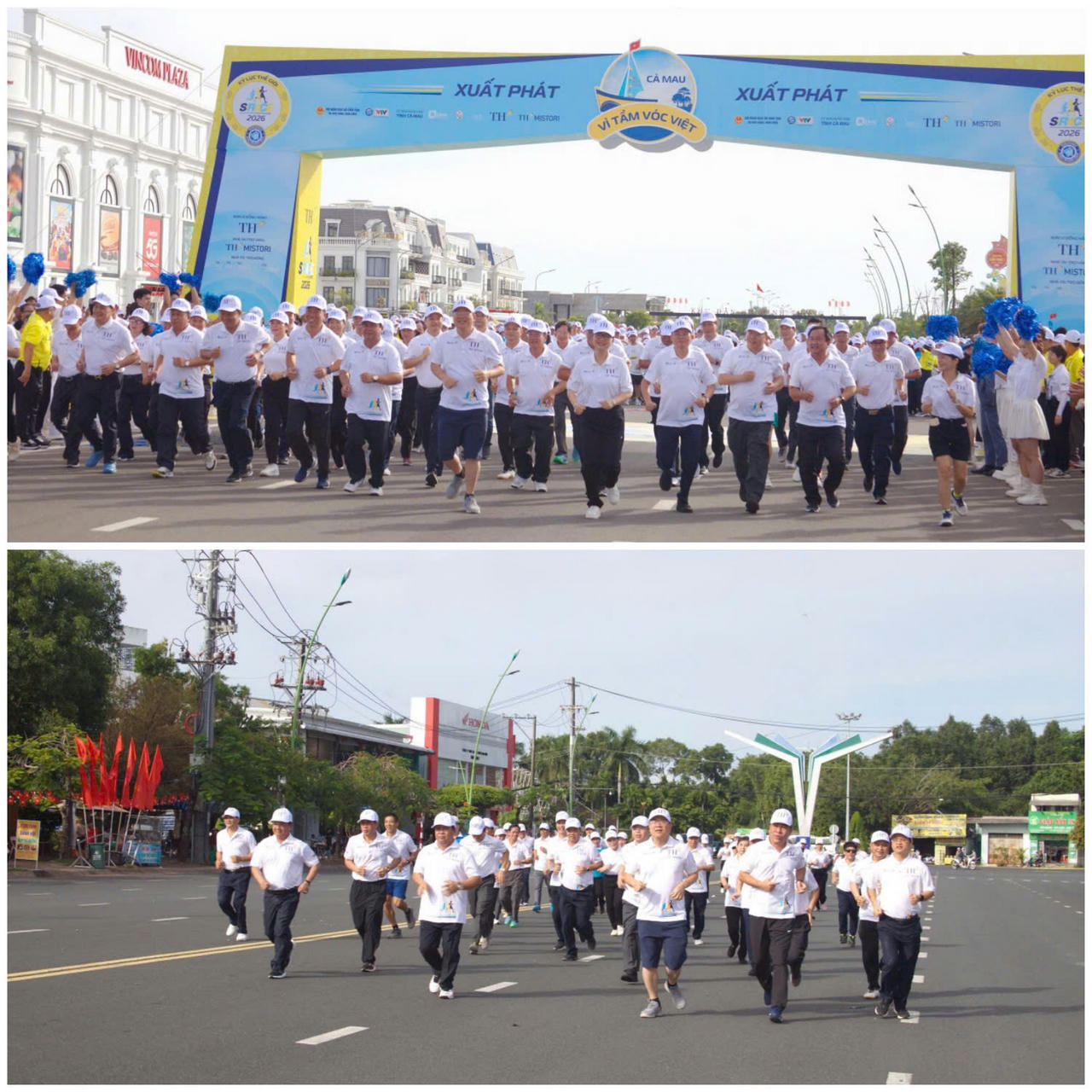 Lãnh đạo tỉnh Cà Mau cùng đại diện các Sở, ban, ngành tham gia Giải chạy học sinh “S-Race 2026”.