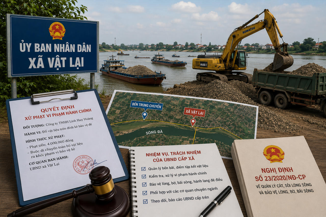Quản lý bến bãi, vật liệu xây dựng ven sông: UBND xã Vật Lại đang chịu trách nhiệm đến đâu?