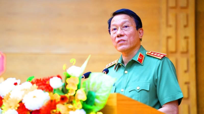 Đại tướng Lương Tam Quang, Bộ trưởng Bộ Công an phát biểu tại buổi lễ.
