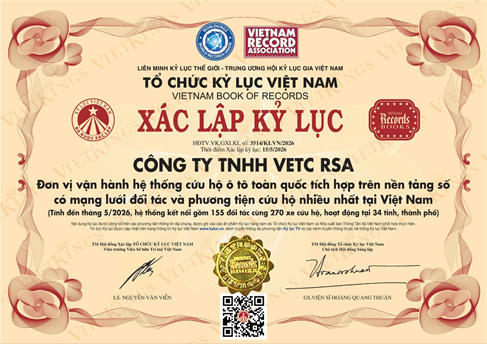 Bằng xác lập Kỷ lục từ Tổ chức Kỷ lục Việt Nam