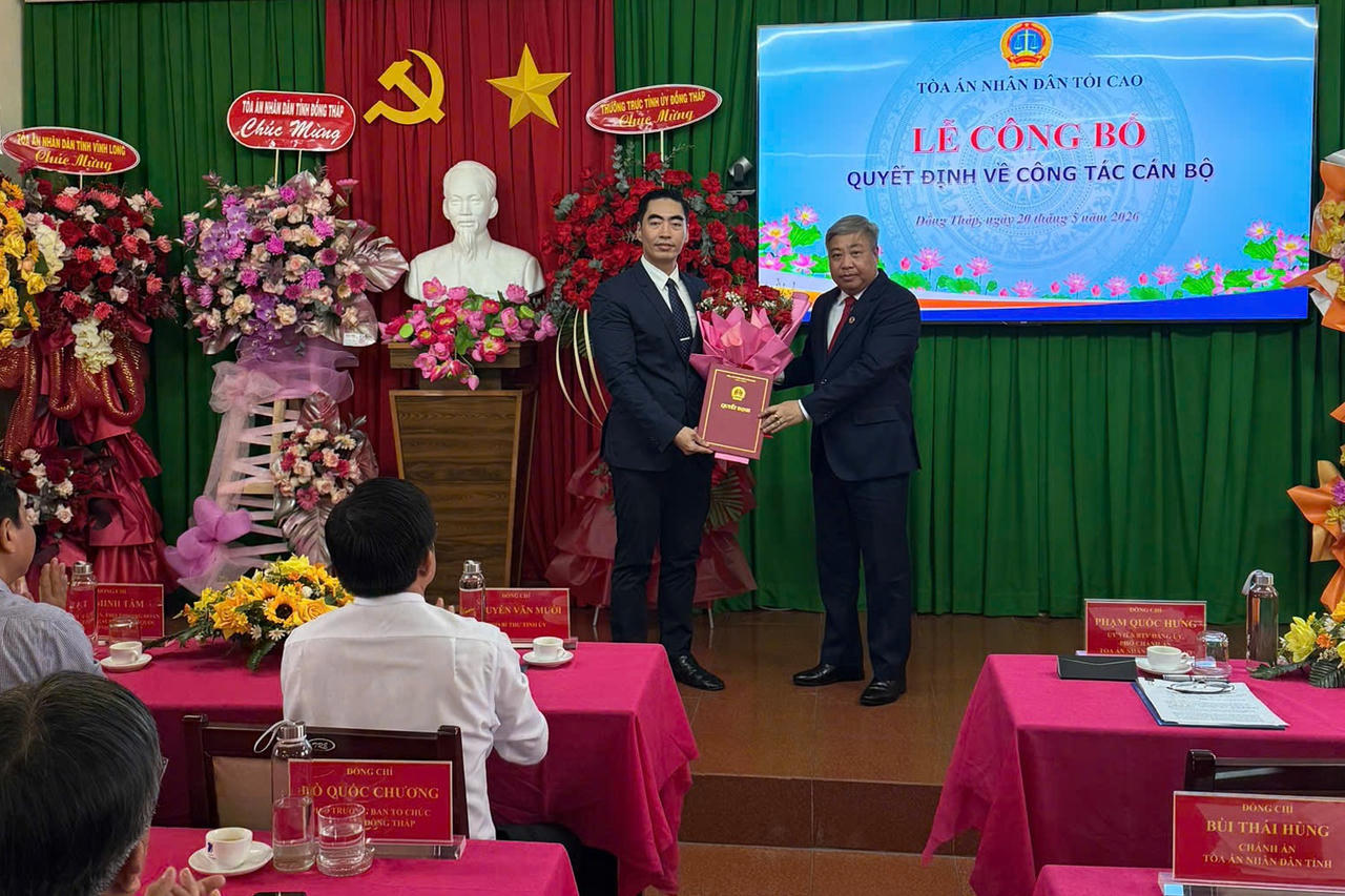 Phó Chánh án TAND TP HCM giữ chức Chánh án TAND tỉnh Đồng Tháp