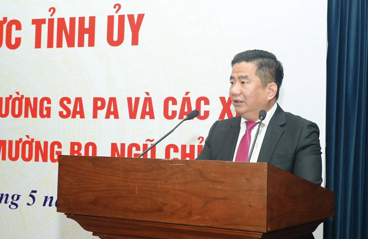 Tân Bí thư Đảng ủy phường Sa Pa Tô Ngọc Liễn phát biểu nhận nhiệm vụ