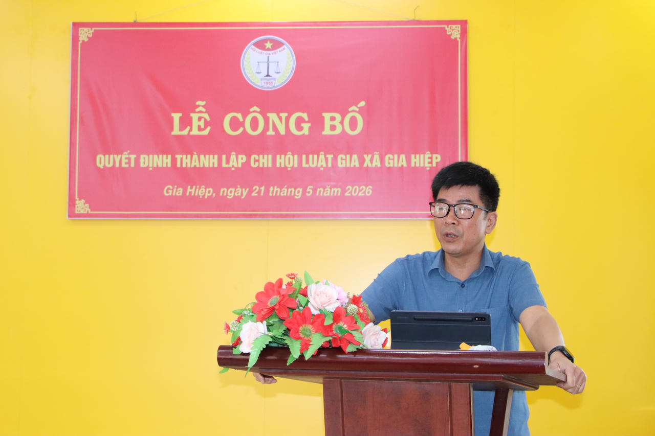 Ông Phạm Hồng Ngoại – Phó Bí thư Thường trực Đảng uỷ xã Gia Hiệp cam kết tạo điều kiện thuận lợi để Chi hội Luật gia phát huy vai trò.
