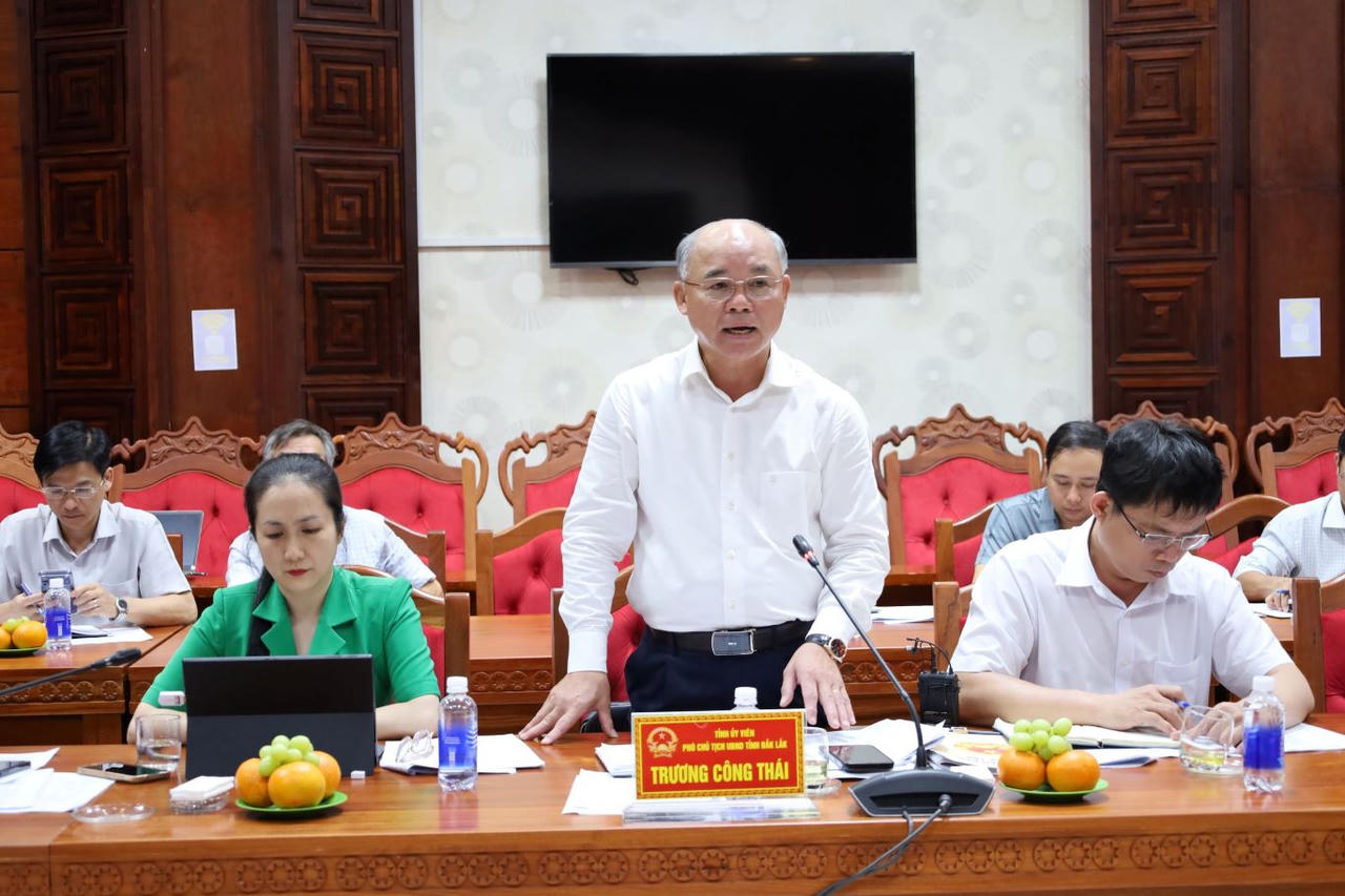 Phó Chủ tịch UBND tỉnh Đắk Lắk Trương Công Thái phát biểu. (Ảnh: Kim Bảo)
