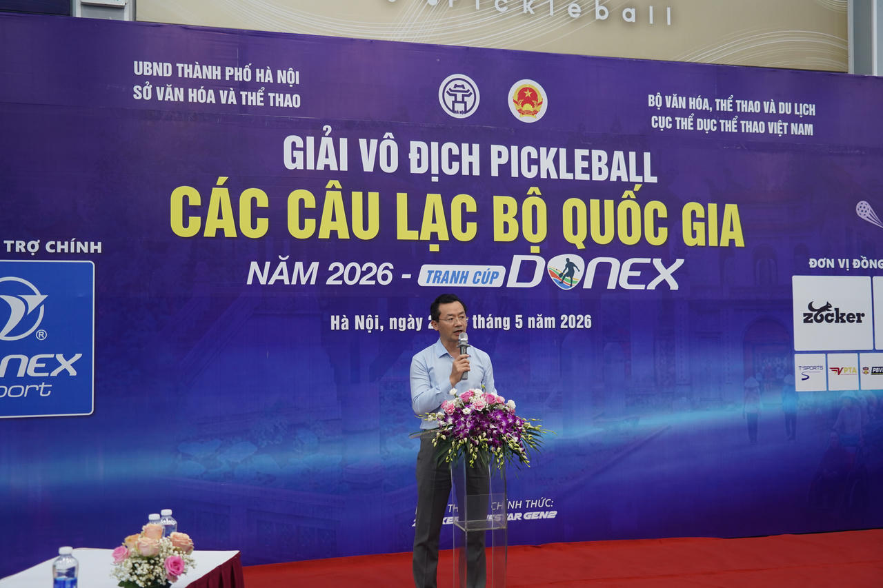 Phó Giám đốc Sở Văn hóa và Thể thao Hà Nội Phạm Xuân Tài&nbsp;phát biểu khai mạc.