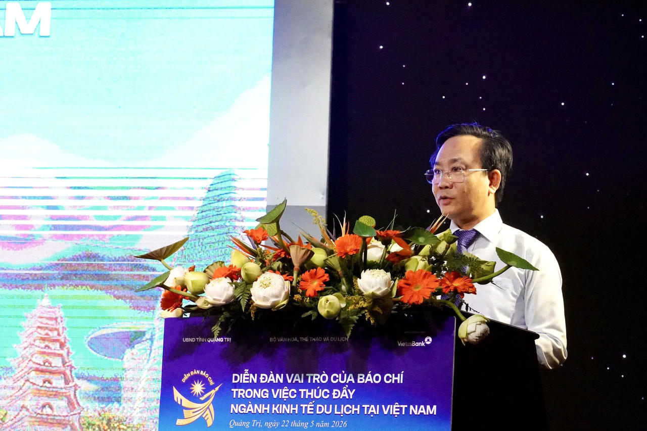Ông Hoàng Xuân Tân, Phó Chủ tịch UBND tỉnh Quảng Trị phát biểu tại Diễn đàn.