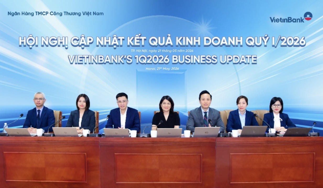 Toàn cảnh Hội nghị&nbsp;cập nhật kết quả kinh doanh quý 1/2026 của VietinBank.